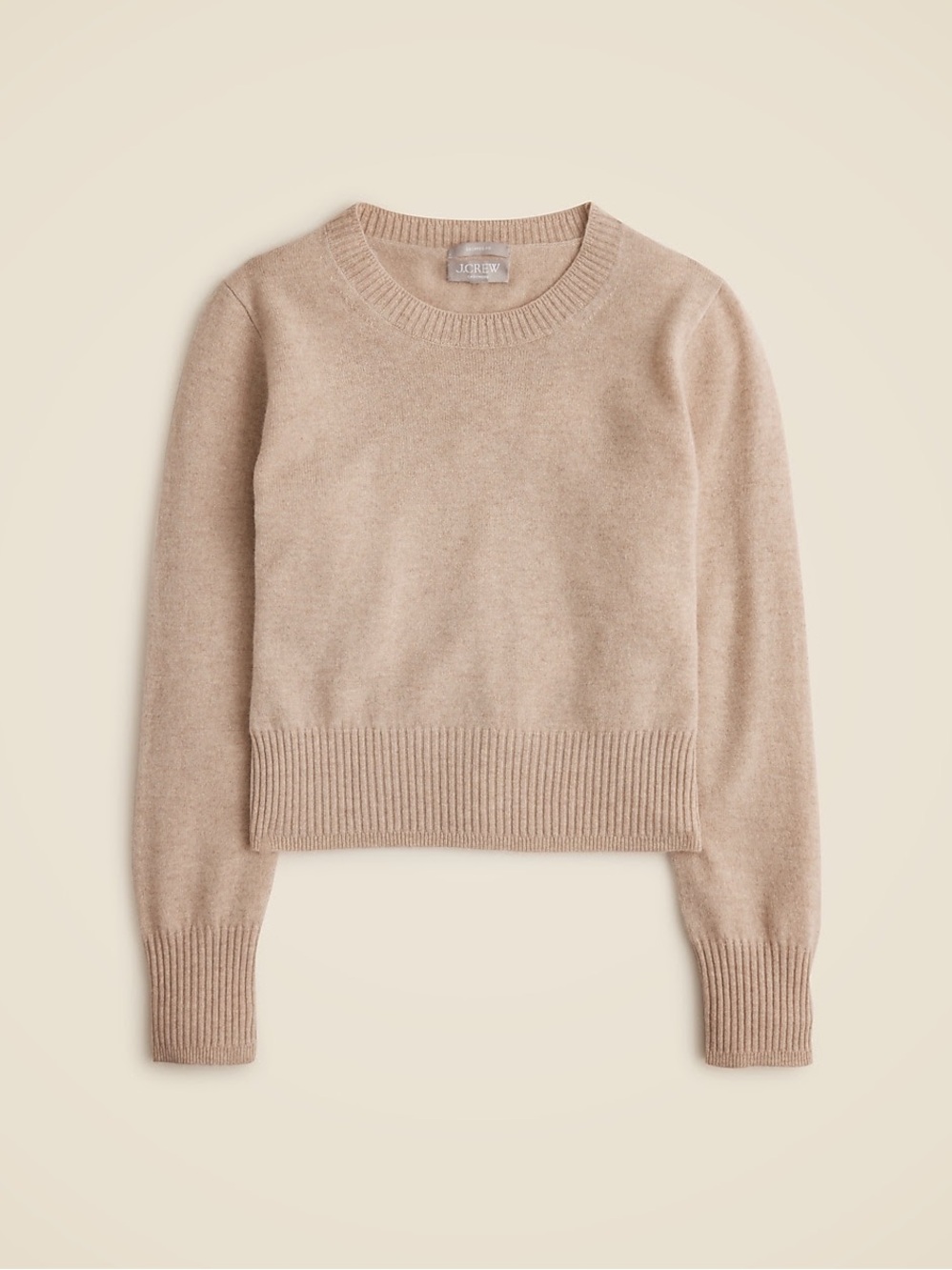J. Crew Cashmere Shrunken Crewneck Sweater - Heather Stone, Large